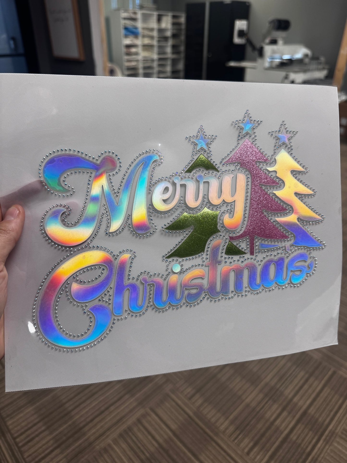 Holographic/ Rhinestone Merry Christmas PRE ORDER
