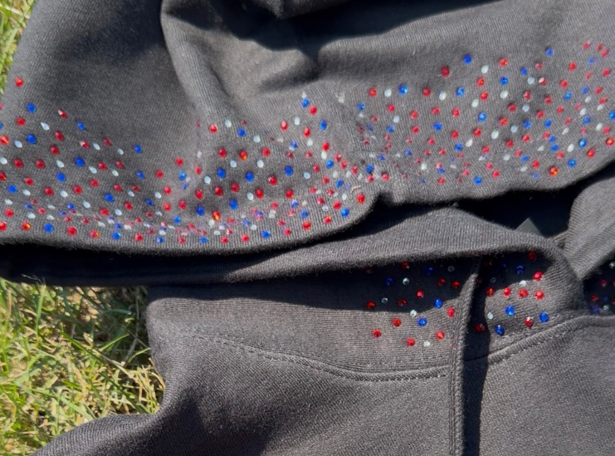 Buffalo 3 Color Hoodie Strip Rhinestone