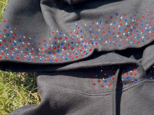 Buffalo 3 Color Hoodie Strip Rhinestone