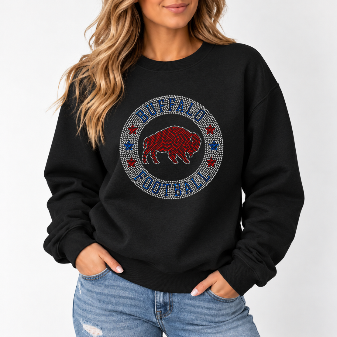 Buffalo Football Circle Rhinestone